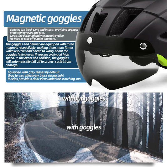 LED Bike Helmet With Sun Goggle