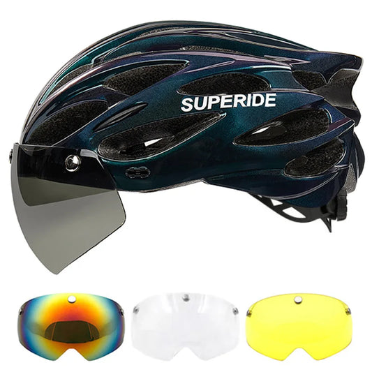 Cycling Helmet with Magnetic Googles & Sun Visor