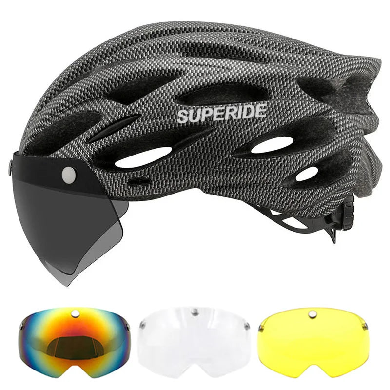 Cycling Helmet with Magnetic Googles & Sun Visor