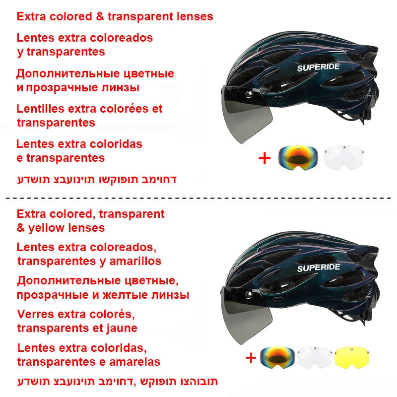 Cycling Helmet with Magnetic Googles & Sun Visor